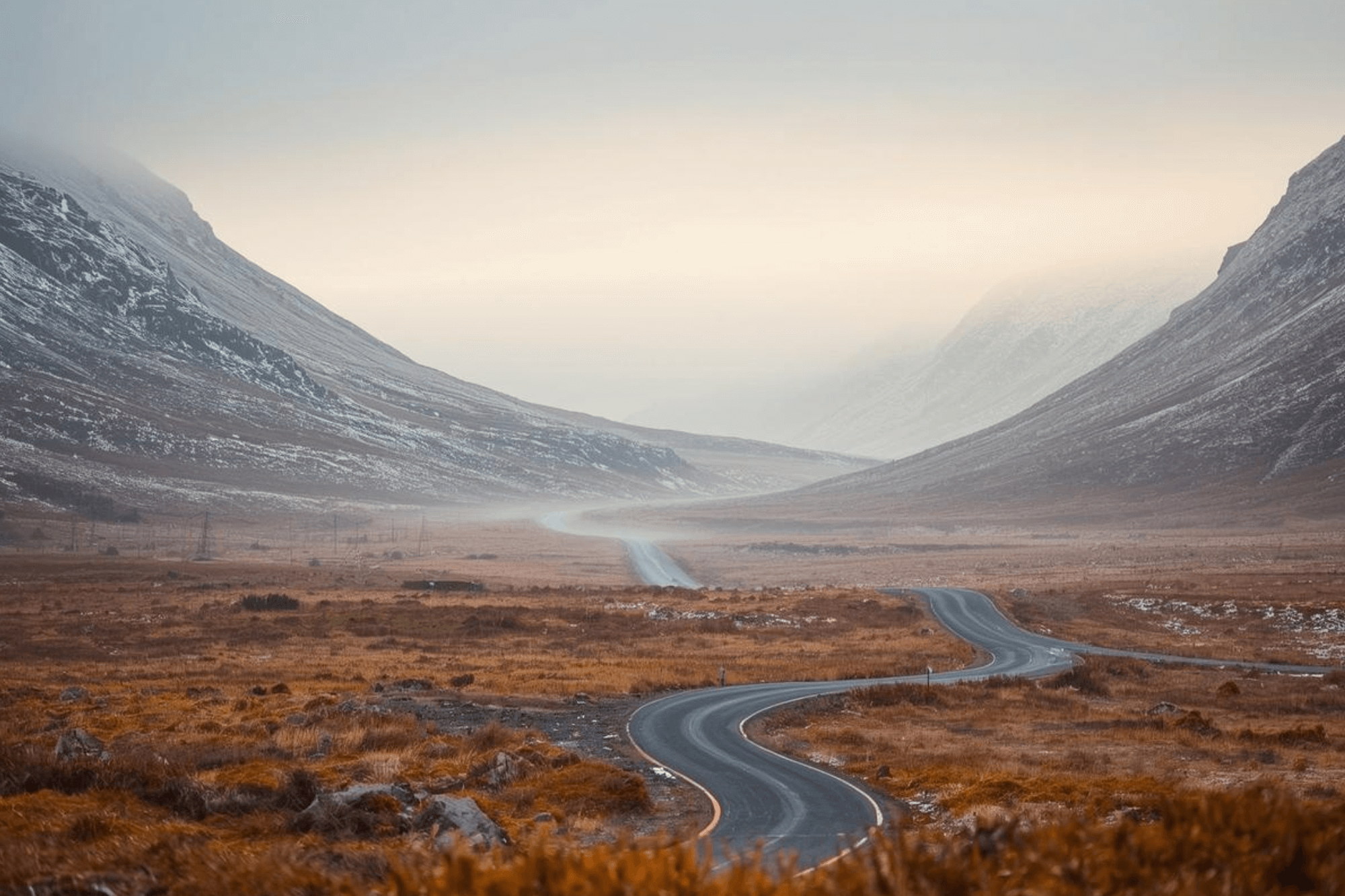 A winding road in the Scottish Highlands